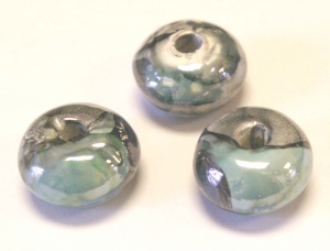 Greek Enameled Ceramic Round Bead 18x10mm